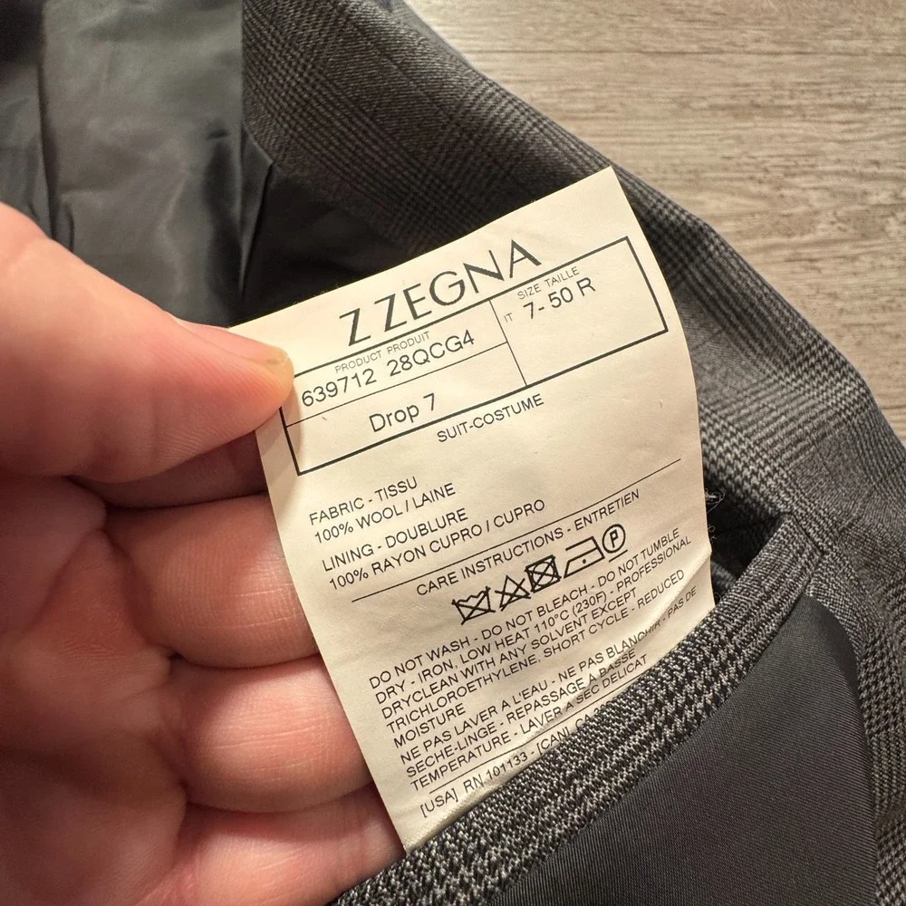 Z Zegna Blazer Mens 40R Gray 100% Wool Glen Plaid Sport Coat Drop‎ 7 Two Button